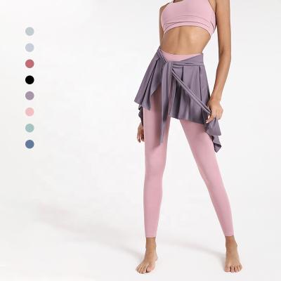 China 2020 new sports fitness breathable yoga one-piece skirt covering hips and slimming skirt dance ballet skirt pants for sale