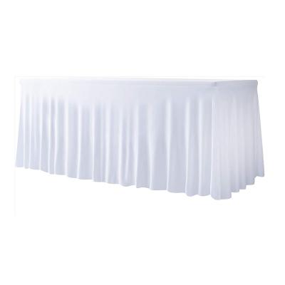 China Customized Disposable Colors Elastic Rectangle Banquet Table Cloth Wedding Table Skirt for sale