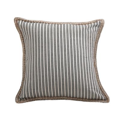 China Anti-Bacteria Wholesale Stripe Linen Cotton Customized Cushion Cover Pillow Case for sale