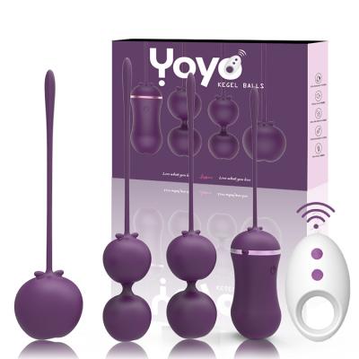 China Silicone+steel Ball Women Strengthening Vaginal Muscles Stimulator Wireless Remote Vibrator Silicone Kegel Balls Set Pelvic Floor Tester for sale