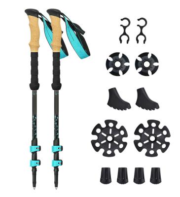 China PVC Hiking Trekking Poles 3-Sections Ultralight Portable Camping Travel Climbing Hiking Poles for sale