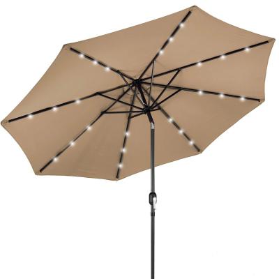 China Waterproof Luxury Solar Powered LED Around The Patio Umbrellas Umbrella Market Aluminum Cantilever Outdoor Hanging Parasol for sale