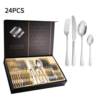 Cina Set di posate in metallo personalizzato Luxury Elegant 24 Piece Flatware Set in vendita