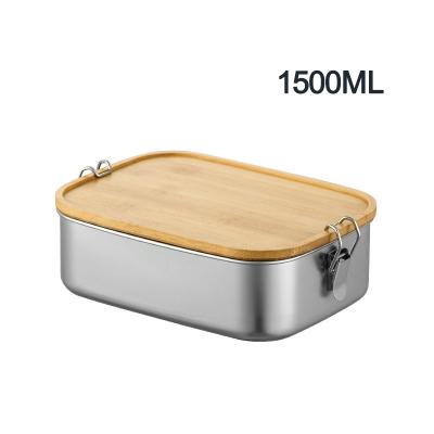 Chine Boîte de déjeuner en métal rectangulaire de 1500 ml à double boucle en acier à vendre