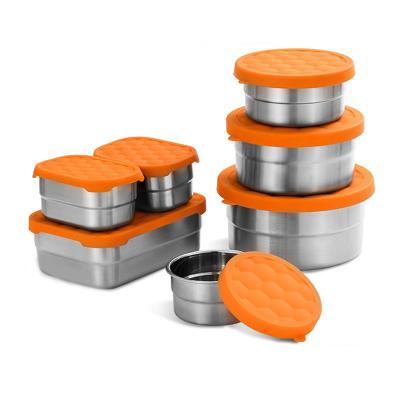 Chine Containers métalliques de 350 ml pour le stockage des aliments, empilés avec des couvercles en silicone étanches à vendre