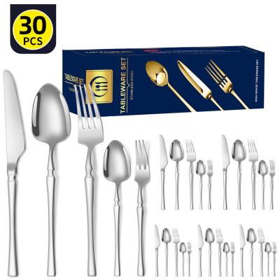 China Stainless Steel Cutlery Set 30 Piece Gift Box For Western-Style Tableware for sale