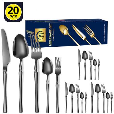 China Stainless Steel Cutlery Set 20 Piece Small Waist Hammer Pattern Stainless Steel Western Cutlery Gift Box for sale