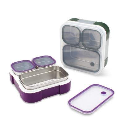 China Leak Proof Metal Lunchbox with Three Compartments and Insulation 720ml for sale