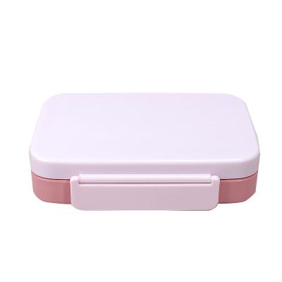 China Leak Proof PP Rectangular Bento Lunch Box With Lid Dishwasher Safe Light Pink for sale