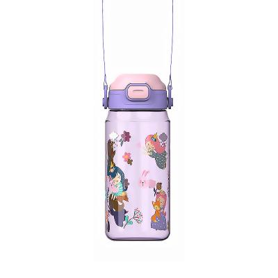 China 600ML Spill Proof Cartoon Animal Print Reusable PC Straw Cup For Back To School for sale