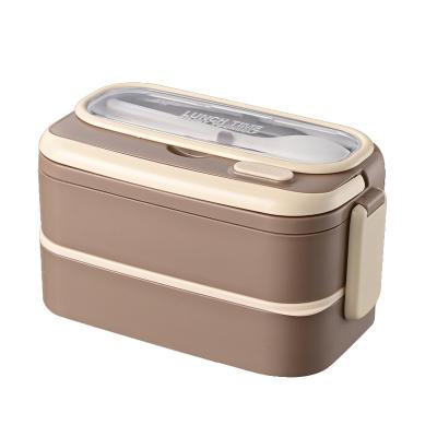 China Eco Friendly 304 Stainless Steel Leak Proof Double Layer Bento Lunch Box For Hot And Cold Foods for sale