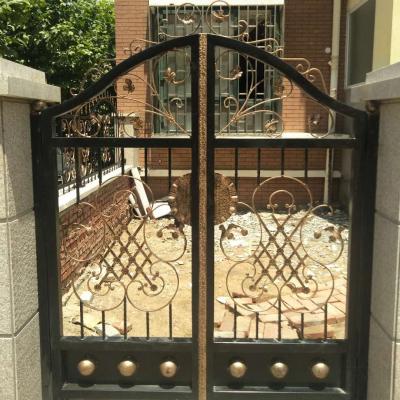 China Easily Assembled Metal Door Simple Design Powder Coated Treatment Wrought Iron Grill Door for sale