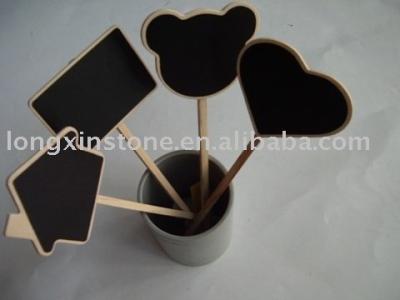 China Mini Slate Natural Stone Plant Name Wooden Writing Board for sale