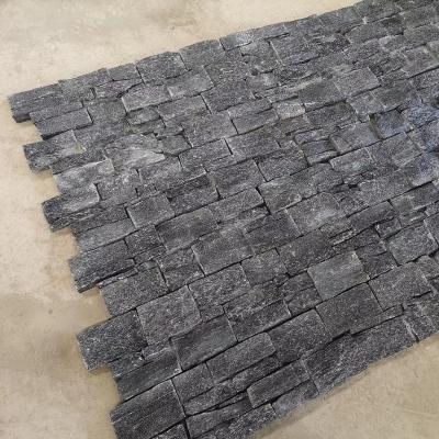 China Quartzite Cement Stone Modern Natural Black Back Wall Cladding Tile for sale