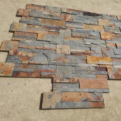 China Modern Natural Rusty Slate Format Ledgestone Wall Panel S Shape for sale