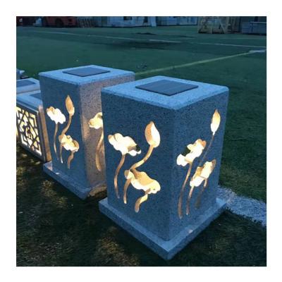 China Modern Chinese Solar Powered Natural Granite Garden Stone Lantern for sale