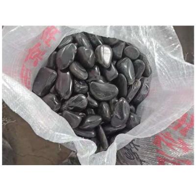 China China High Polished Modern Black Color Loose Stone 3-5cm Pebbles for sale