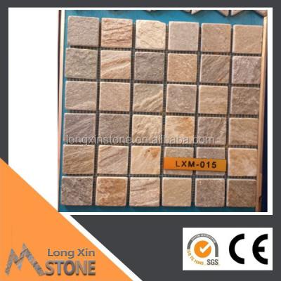 China 100% Natural Stone Hebei Slate Beige Stone Mosaic Tiles for sale