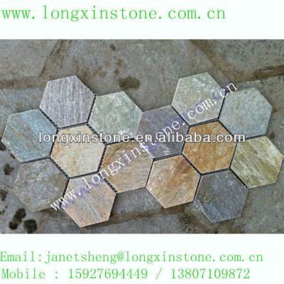 China Building Decor Flower Pattern Material Slate Stone Flooring For Garden Paving Tiles for sale