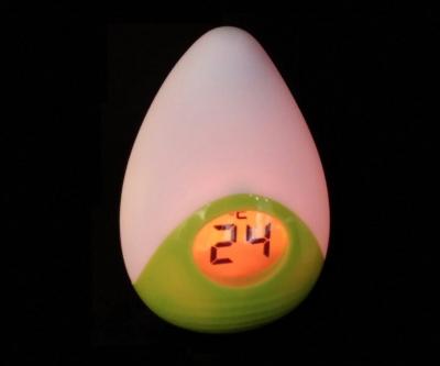 China Room Silicone Egg Color Changing LED Night Light With Thermometer for sale