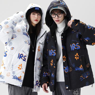 China Breathable Jacket 2021 Wholesale New Design Custom Pattern Printed To Keep Warm Body Couples Stripper Jacket With Hood for sale