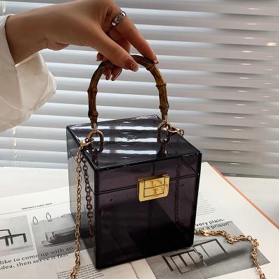 China Fashion Women Box Mini Bags Ladies Square Acrylic Handbags With Scarf Shoulder Silk Cross - Body Clutch Acrylic Handbag For Woman for sale