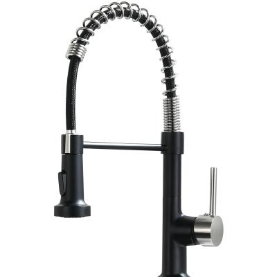 China Kitchen Sink Faucet Kitchen Faucet With Pull Down Sprayer Handle Lever Spring Commercial Single Kitchen Sink Faucet Matte Black &Brushed Nickel for sale