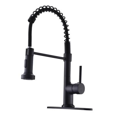 China Kitchen Sink Faucets Single Handle Kitchen Sink Faucet Pull Down Sprayer Spring Commercial Kitchen Faucet Matte Black With Apron for sale