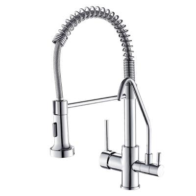 China Contemporary Thermostatic Faucets Fapully Kitchen Taps Mixer Single Handle Brass Spray Pull Out Hot Cold Water Scrubber Kitchen Sink Faucet for sale