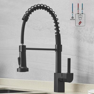 China Thermostatic Faucets FAPULLY Blackened OEM To Accept Low Pressure Lower Faucet Black Kitchen Faucets for sale