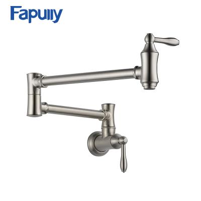 China Fapully Taps Wall Mounted Pot Filler Cold Bend Electric Single Brass Kitchen Faucet Brushed Nickel for sale