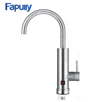 China Fapully Electric Kitchen Faucets Stainless Steel Brushed Electric Instant Heating Water Tap for sale