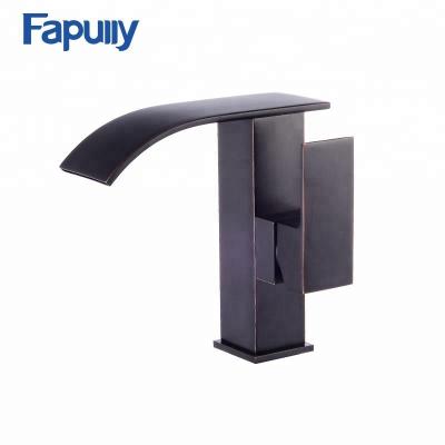 China Fapully Metered Faucets Oil Rubbed Bronze Faucets Mixers Taps Brass Bathroom Basin Faucet Waterfall Griferia for sale