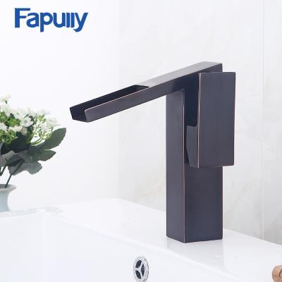 China Fapully Faucets Home Decor Thermostatic Bathroom Single Handle Waterfall Mixer Taps Brass Basin Faucet for sale