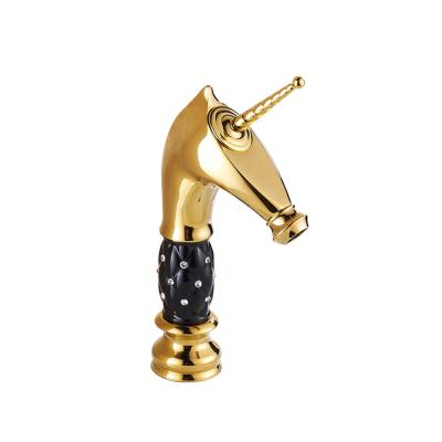 China Bad wasserhahn metered faucets, European style gilt sink head, antique single hole uniform copper, cold and hot unicorn, bathroom basin faucet for sale