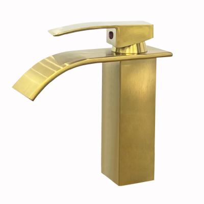 China Wholesale Electric Faucets Fapully Deck Mounted Single Handle Waterfall Basin Faucet for sale