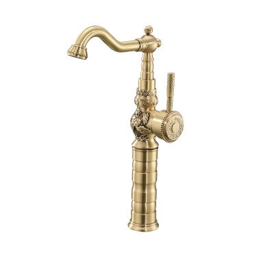 China Brass Single Basin Faucet Fapully Antique Handle Classic Bathroom Faucets Metered Sink Faucet for sale