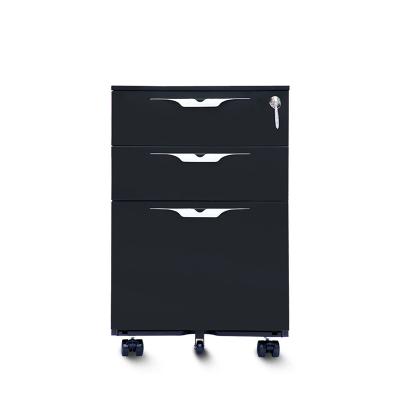 China Pedestal Mobile 3 Drawer (Height) Adjustable Large Black Mobile Pedestal Desk Movable Cabinet for sale