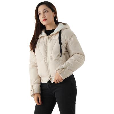 China High Quality Warm Women Striper Winter Light Weight Outdoor Thick White Waterproof Down Jacket Cotton Padded Down Stripper Jacket With Hooded for sale