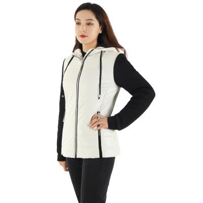 China Waterproof Waterproof Black White Contrast Hooded Jacket Quilted Jackets Coat Stripper Padded Jacket Stripper Ladies Winter Warm Coats for sale