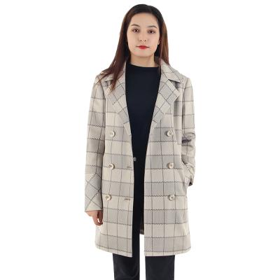 China Wholesale Korean Women Winter Breathable Long Sleeve Trench Coats Plaid Casual Jacket Plus Size Ladies Anorak Drop Trench Coat for sale