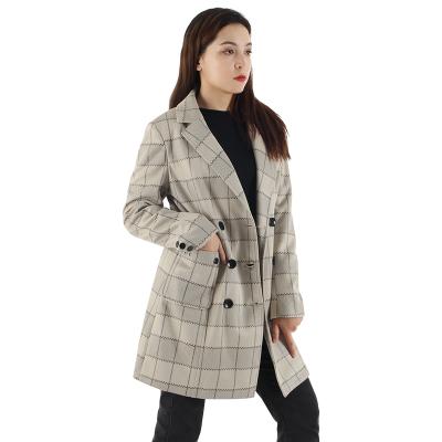 China Custom Classic Elegant Plaid Waterproof Women's Long Overcoat Spring And Double Breasted Ditch Coat Ditch Coat With Belt for sale