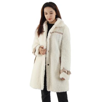 China Custom Made Mongolian Winter Anti-wrinkle Sheep Fur Coat Women Faux Sheep Fur Long Coat Warm Winter Coat Popular Sheep Fur Coat For Women for sale