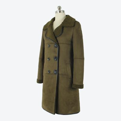 China Anti-Wrinkle Anti-Wrinkle Plus Size Suede Coats Army Green Fashion Winter Clothes New Long Double Button Women Suede Lambskin Leather Casual Fur Coat for sale