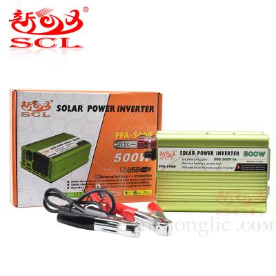 China Built in circuit fuse Sunchonglic 24v 220v 500w 500 watt external 500va modified invert sine wave power inverter for sale