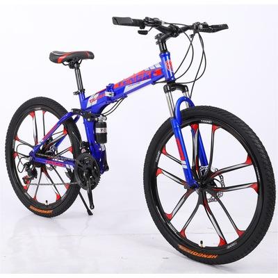 China Carbon Steel MASLEID 26 Inch Ten Knife Integrated Wheel Shock Absorption Double Variable Dspeed Foldable Bicycle Mountain Off-Road Vehicle for sale