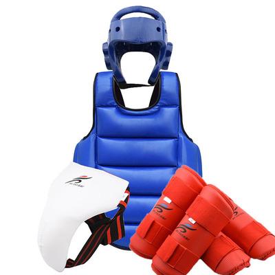 China Double Sided Wearable Taekwondo Gear Glove Protector Set Jockstrap Head Chest Protector Helmet Guards Pads Gear For Kids Adults for sale