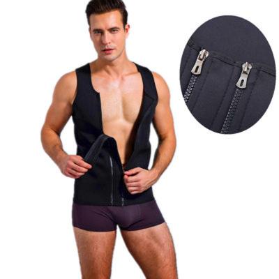 China Hot Selling Gym Bodybuilding Men Bodybuilding Weight Loss Shaper Hot Workout Sweat Shaping Double Zipper Tank Top for sale