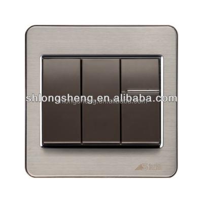 China Three Gang One Way Switch With Metal Panel 86*86mm for sale