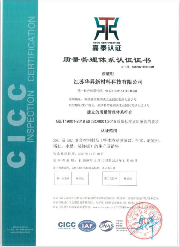 ISO9001 - Jiangsu Fashion Composite S & T Co., Ltd.